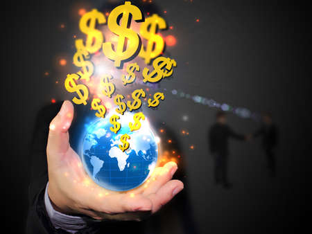 businessman holding US dollar の写真素材