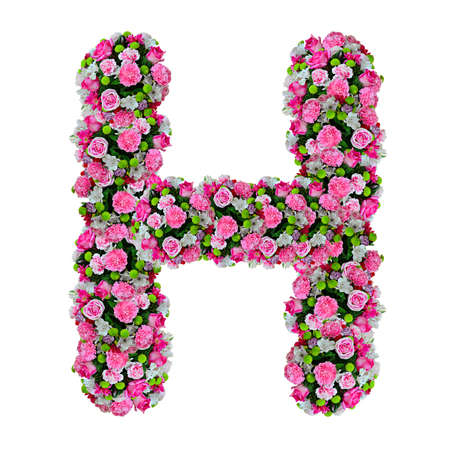 H, flower alphabet isolated on white with clipping pathの写真素材