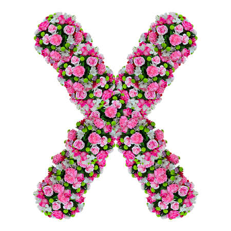 X, flower alphabet isolated on white with clipping pathの写真素材