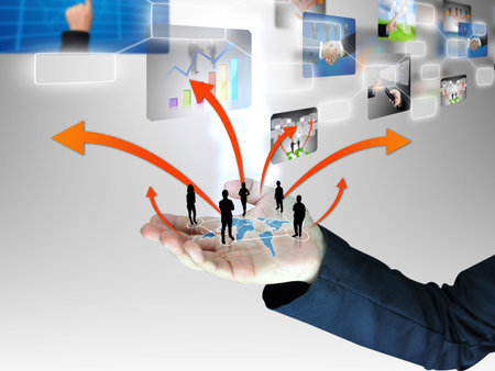 Businessman holding business team