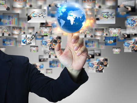 businessman press business world の写真素材