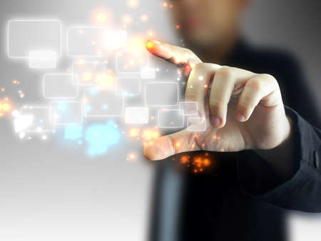 Businessman holding touchscreen の写真素材