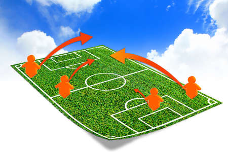 tactic on the soccer field の写真素材