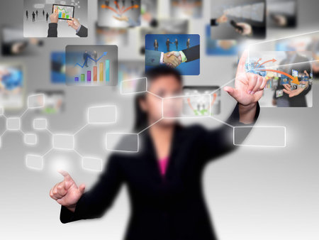 businesswoman press diagram