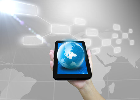businessman holding touch tablet .concept