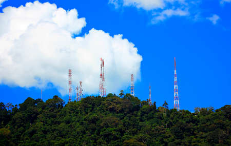 Power transmission towers on the hill の写真素材