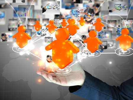 hand holding social network の写真素材