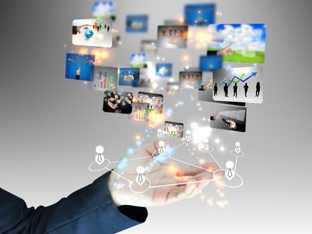 hand holding business world