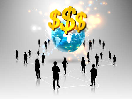 business people team with business world の写真素材