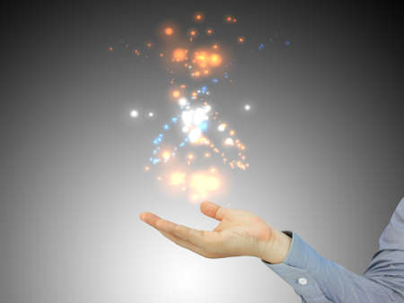 Businessman holding blank の写真素材