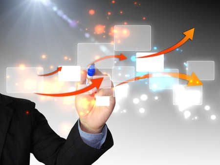businessman drawing business diagramの写真素材