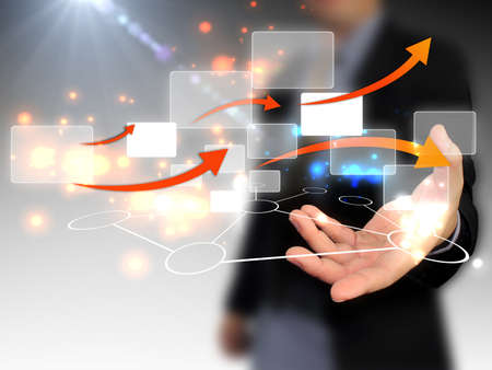 Businessman holding touchscreenの写真素材