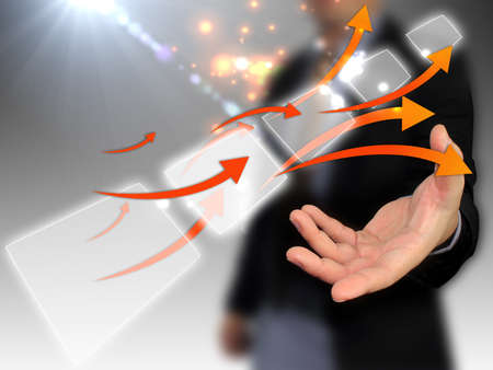 Businessman holding touchscreen の写真素材
