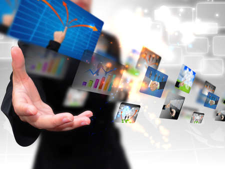 businesswoman holding business collection の写真素材