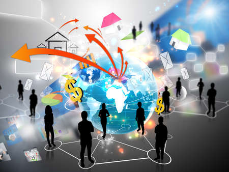 Business team with social mediaの写真素材