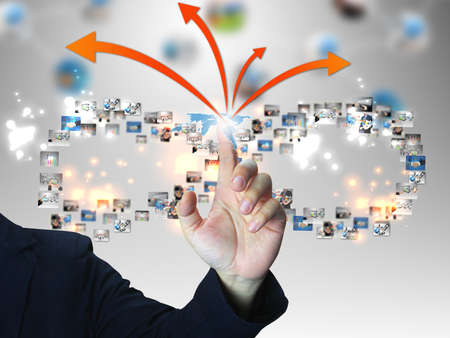 Businessman pressing business communication の写真素材