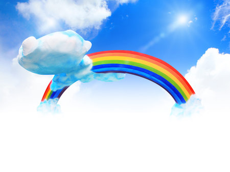 rainbow and clouds in the sky の写真素材