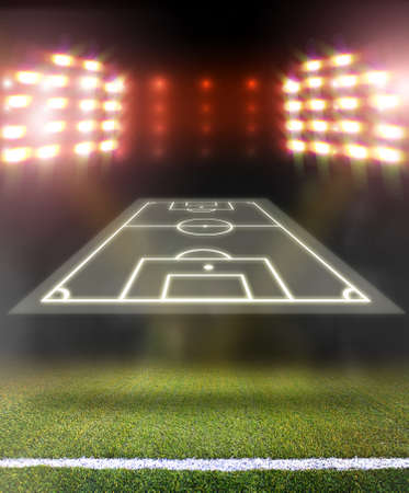 soccer field and bright spotlightsの写真素材