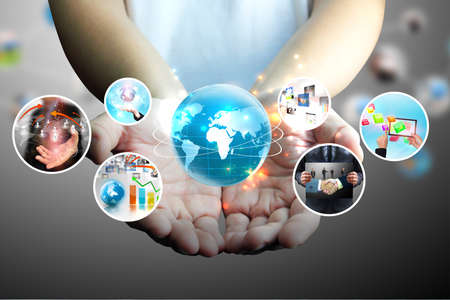 hand holding business collection の写真素材