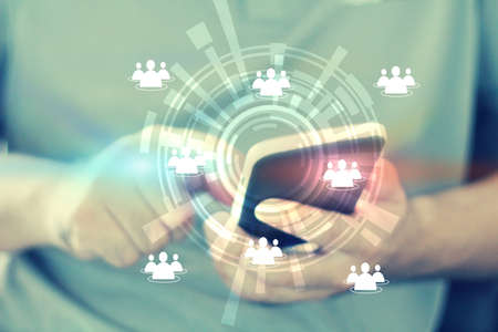 hand touch social media,social network concept の写真素材