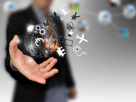businessman with social media concept. の写真素材