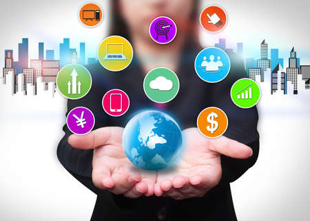 Technology communication,social network concept.の写真素材