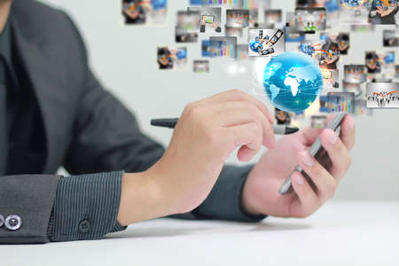 businessman holding social media concept. の写真素材
