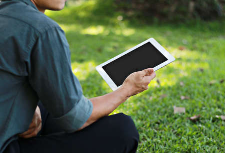 Businessman using digital tabletの写真素材