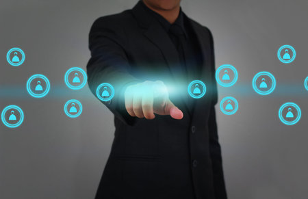 hand touch social media network concept.の写真素材