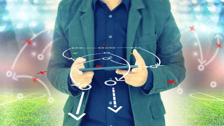 Football manager plan tactics の写真素材