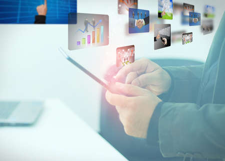 businessman press business world の写真素材