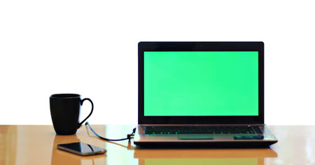  laptop with isolated screen on desk. の写真素材