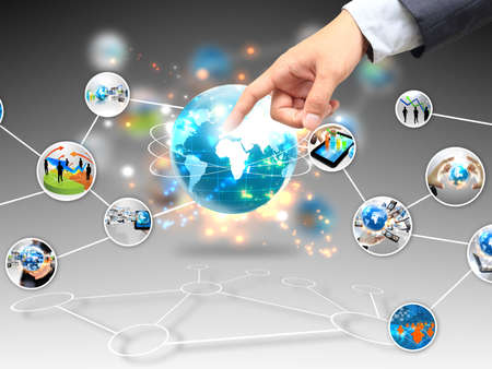 businessman touch social media. の写真素材