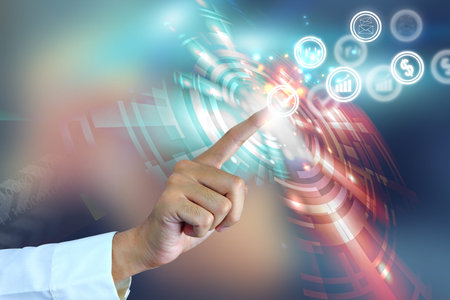 hand touch social media,social network concept.