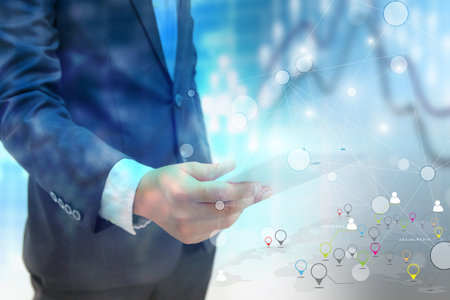 Social network concept.data communication.business world