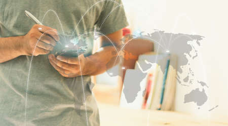World map connected.Social network concept.globalization business.の写真素材
