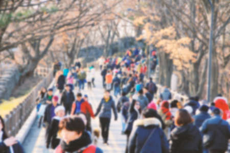 blurred people urban sceneの写真素材