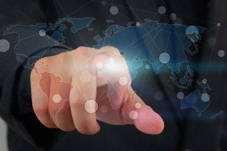 businessman touch social network concept.の写真素材