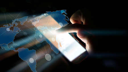 hand touch social network concept.の写真素材