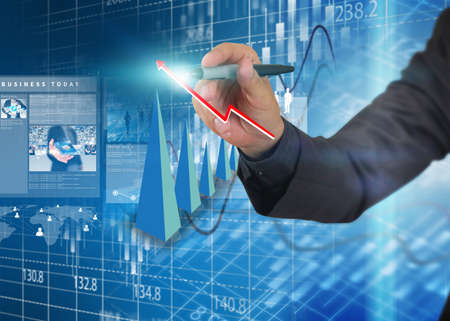 Business analysis diagram. Businessman write business graphの写真素材