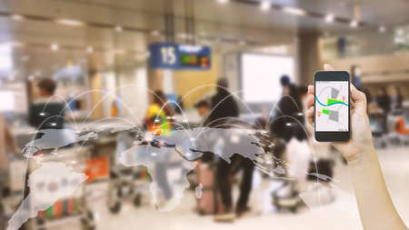 Navigation concept.map on smart phone.の写真素材