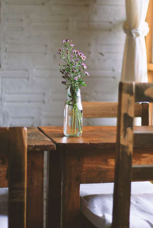 Decoration of a coffee shop,flower.soft filterの写真素材