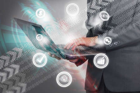 Businessman working with laptop.の写真素材