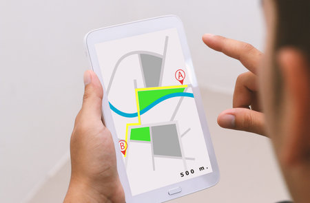 Navigation concept.map on smart phone.の写真素材