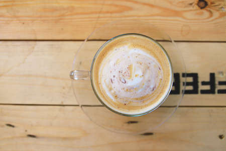 Coffee on wood table.の写真素材
