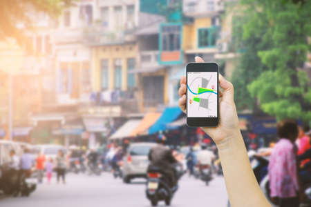 Navigation concept.map on smart phone.の写真素材