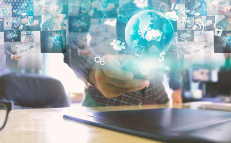 Businessman working on virtual screen.business concept,technology,managementの写真素材