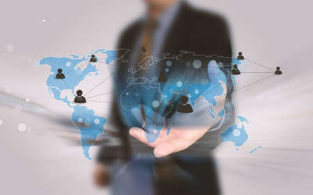 hand holding social network interface.の写真素材