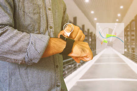 Navigation concept. the map on a smart watch.の写真素材