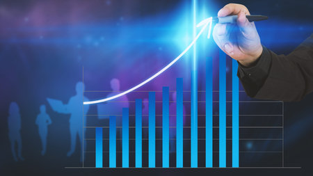 Businessman drawing graph,Business analysis diagram.